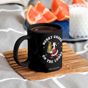 Festive Goose on The Loose Coffee Mug Funny Goose Christmas Meme TS14 Print Your Wear