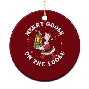 Festive Goose on The Loose Ceramic Ornament Funny Goose Christmas Meme TS14 1pc Red Print Your Wear