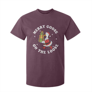 Festive Goose on The Loose T Shirt For Kid Funny Goose Christmas Meme TS14 Maroon Print Your Wear