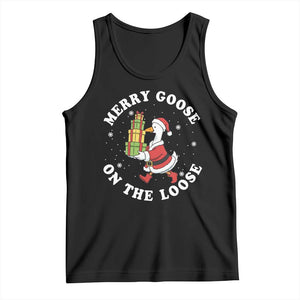 Festive Goose on The Loose Tank Top Funny Goose Christmas Meme TS14 Black Print Your Wear