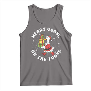 Festive Goose on The Loose Tank Top Funny Goose Christmas Meme TS14 Deep Heather Print Your Wear