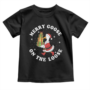 Festive Goose on The Loose Toddler T Shirt Funny Goose Christmas Meme TS14 Black Print Your Wear