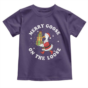 Festive Goose on The Loose Toddler T Shirt Funny Goose Christmas Meme TS14 Purple Print Your Wear