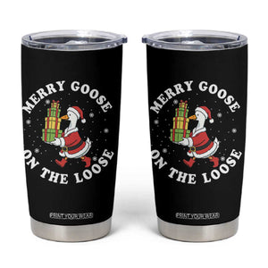 Festive Goose on The Loose Tumbler Cup Funny Goose Christmas Meme TS14 Black Print Your Wear