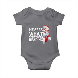 He Sees What You Have Been Reading Baby Onesie Funny Bookish Christmas Book Lover TS14 Charcoal Print Your Wear