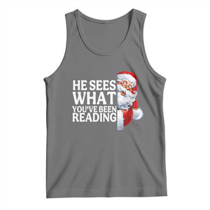He Sees What You Have Been Reading Tank Top Funny Bookish Christmas Book Lover TS14 Black Heather Print Your Wear