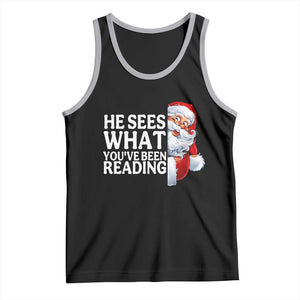 He Sees What You Have Been Reading Tank Top Funny Bookish Christmas Book Lover TS14 Black Athletic Heather Print Your Wear