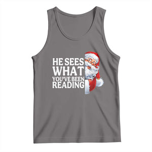 He Sees What You Have Been Reading Tank Top Funny Bookish Christmas Book Lover TS14 Deep Heather Print Your Wear