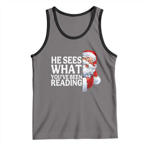 He Sees What You Have Been Reading Tank Top Funny Bookish Christmas Book Lover TS14 Deep Heather Black Print Your Wear