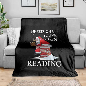 Funny Bookish Christmas Throw Blanket He Sees What You Have Been Reading TS14 Print Your Wear