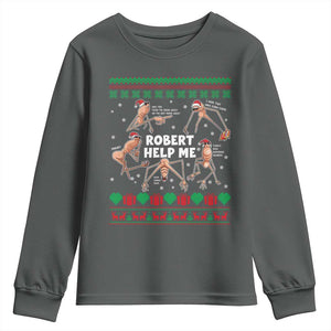 Marcus The Worm Christmas Meme Youth Sweatshirt TS14 Dark Heather Print Your Wear