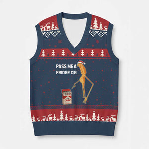 Marcus The Worm Xmas Meme V-Neck Knit Sweater Vest Pass Me A Fridge Cig TS14 Navy Red Print Your Wear