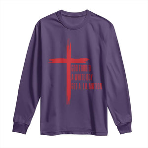 God Forbid A White Boy Get A Lil Motion Long Sleeve Shirt Funny Christian Quote Meme TS14 Purple Print Your Wear