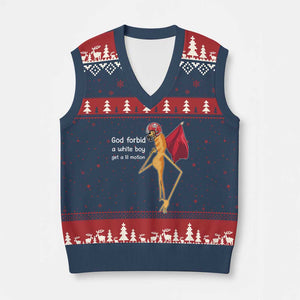 God Forbid A White Boy Get A Lil Motion V-Neck Knit Sweater Vest Marcus The Worm Robert Meme Cosplay TS14 Navy Red Print Your Wear