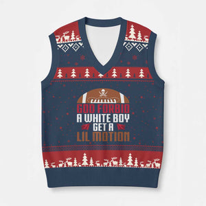 God Forbid A White Boy Get A Lil Motion V-Neck Knit Sweater Vest Funny Football Quote TS14 Navy Red Print Your Wear