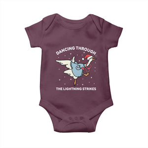Christmas Goose Nurse Baby Onesie Dancing Through The Lightning Strikes TS14 Maroon Print Your Wear