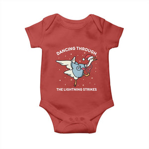 Christmas Goose Nurse Baby Onesie Dancing Through The Lightning Strikes TS14 Red Print Your Wear