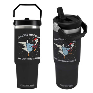 Christmas Goose Nurse Flip Straw Tumbler Dancing Through The Lightning Strikes TS14 One Size: 30 oz Black Print Your Wear