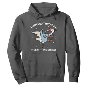 Christmas Goose Nurse Hoodie Dancing Through The Lightning Strikes TS14 Dark Heather Print Your Wear