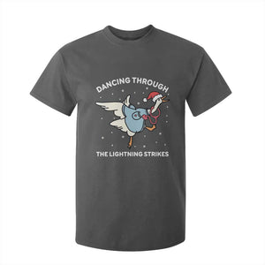 Christmas Goose Nurse T Shirt For Kid Dancing Through The Lightning Strikes TS14 Dark Heather Print Your Wear