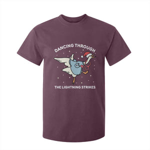 Christmas Goose Nurse T Shirt For Kid Dancing Through The Lightning Strikes TS14 Maroon Print Your Wear