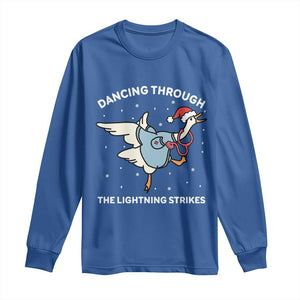 Christmas Goose Nurse Long Sleeve Shirt Dancing Through The Lightning Strikes TS14 Royal Blue Print Your Wear