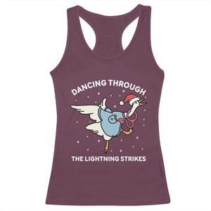 Christmas Goose Nurse Racerback Tank Top Dancing Through The Lightning Strikes TS14 Maroon Print Your Wear