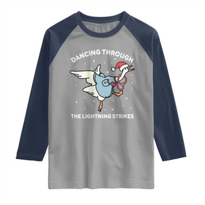 Christmas Goose Nurse Raglan Shirt Dancing Through The Lightning Strikes TS14 Sport Gray Navy Print Your Wear