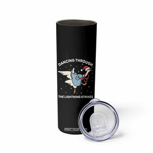 Christmas Goose Nurse Skinny Tumbler Dancing Through The Lightning Strikes - Print Your Wear