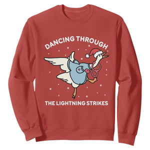 Christmas Goose Nurse Sweatshirt Dancing Through The Lightning Strikes TS14 Red Print Your Wear