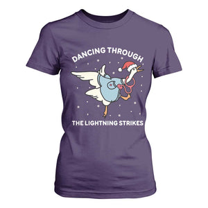 Christmas Goose Nurse T Shirt For Women Dancing Through The Lightning Strikes TS14 Purple Print Your Wear