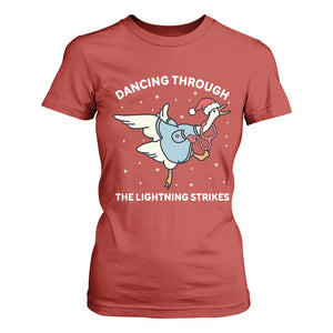 Christmas Goose Nurse T Shirt For Women Dancing Through The Lightning Strikes TS14 Red Print Your Wear