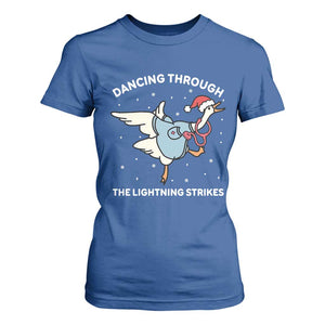 Christmas Goose Nurse T Shirt For Women Dancing Through The Lightning Strikes TS14 Royal Blue Print Your Wear