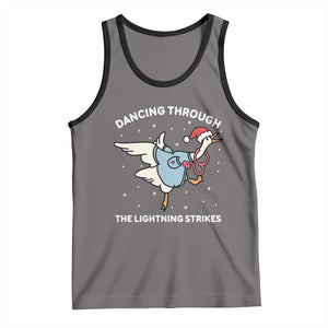 Christmas Goose Nurse Tank Top Dancing Through The Lightning Strikes TS14 Deep Heather Black Print Your Wear