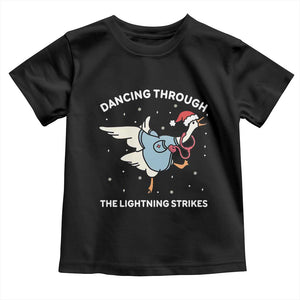 Christmas Goose Nurse Toddler T Shirt Dancing Through The Lightning Strikes TS14 Black Print Your Wear