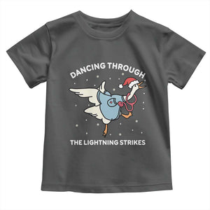 Christmas Goose Nurse Toddler T Shirt Dancing Through The Lightning Strikes TS14 Dark Heather Print Your Wear