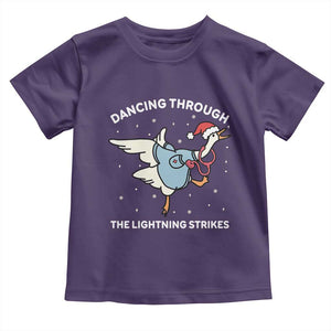 Christmas Goose Nurse Toddler T Shirt Dancing Through The Lightning Strikes TS14 Purple Print Your Wear