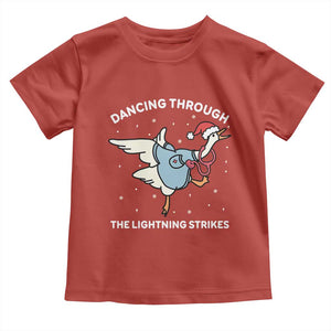 Christmas Goose Nurse Toddler T Shirt Dancing Through The Lightning Strikes TS14 Red Print Your Wear