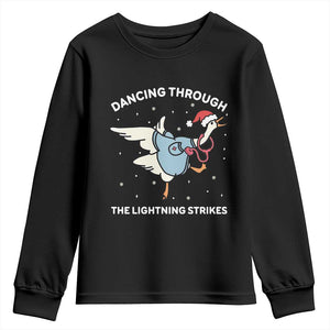 Christmas Goose Nurse Youth Sweatshirt Dancing Through The Lightning Strikes TS14 Black Print Your Wear