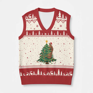 Marcus The Worm Meme Funny Xmas V-Neck Knit Sweater Vest TS14 Beige Red Print Your Wear