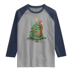 Marcus The Worm Meme Funny Christmas Raglan Shirt TS14 Sport Gray Navy Print Your Wear