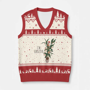Marcus The Worm Xmas Meme V-Neck Knit Sweater Vest I Am Sensitive TS14 Beige Red Print Your Wear