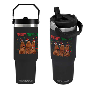 Marcus The Worm Christmas Meme Flip Straw Tumbler Funny Brain Rot Gen Z Xmas TS14 One Size: 30 oz Black Print Your Wear