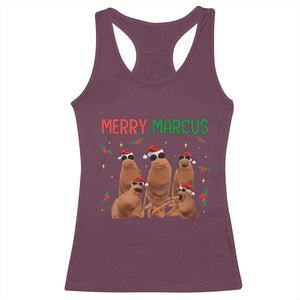 Marcus The Worm Christmas Meme Racerback Tank Top Funny Brain Rot Gen Z Xmas TS14 Maroon Print Your Wear