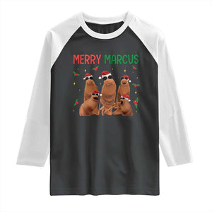 Marcus The Worm Christmas Meme Raglan Shirt Funny Brain Rot Gen Z Xmas TS14 Black White Print Your Wear