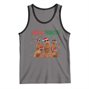 Marcus The Worm Christmas Meme Tank Top Funny Brain Rot Gen Z Xmas TS14 Deep Heather Black Print Your Wear