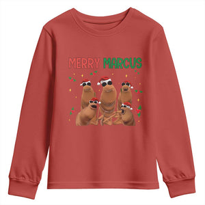 Marcus The Worm Christmas Meme Youth Sweatshirt Funny Brain Rot Gen Z Xmas TS14 Red Print Your Wear