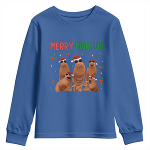 Marcus The Worm Christmas Meme Youth Sweatshirt Funny Brain Rot Gen Z Xmas TS14 Royal Blue Print Your Wear