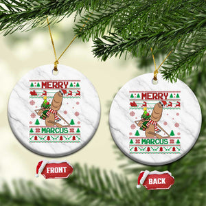 Marcus The Worm Christmas Meme Ceramic Ornament Funny Brain Rot Xmas TS14 1pc White Marble Print Your Wear