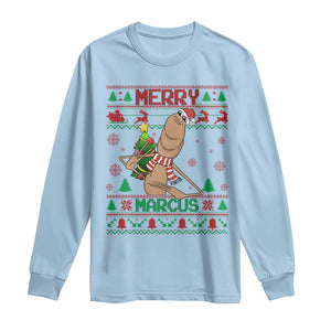 Marcus The Worm Christmas Meme Long Sleeve Shirt Funny Brain Rot Xmas TS14 Light Blue Print Your Wear